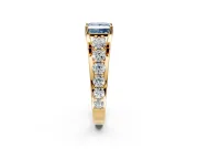 Solitaire Engagement Ring Setting for Fancy Blue Princess Cut Center with Graduated Shared Prongs and Prong Head in Yellow Gold