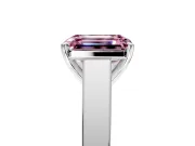 Solitaire Engagement Ring Setting for Fancy Pink Emerald Cut Center with Tapered Split Shoulders and Prong Head in Sterling Silver