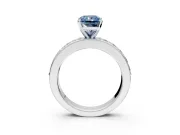 Solitaire Engagement Ring Setting for Fancy Blue Radiant Cut Center with Channel-Set Accents and Prong Head in Platinum