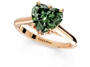 Solitaire Engagement Ring Setting for Fancy Green Heart-Shaped Center with Cathedral Band and Prong Head in Rose Gold