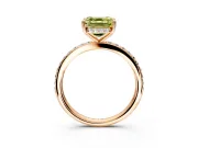 Solitaire Engagement Ring Setting for Fancy Yellow Asscher Cut Center with Fine Pave Band and Prong Head in Rose Gold