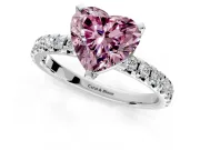 Solitaire Engagement Ring Setting for Fancy Pink Heart-Shaped Center with Large Accents and Prong Head in Platinum