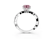 Solitaire Engagement Ring Setting for Fancy Pink Round Cut Center with Twist Band and Bead Prong Head in Sterling Silver