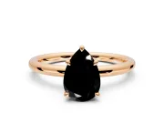 Hidden Halo Engagement Ring Setting for Fancy Black Pear-Shaped Center with Thin Rounded Band and Prong Head in Rose Gold