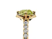Floral Engagement Ring Setting for Fancy Yellow Cushion Cut Center with Pave Band and Floral Prong Head in Yellow Gold