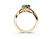 Solitaire Engagement Ring Setting for Fancy Green Heart-Shaped Center with Plain Bypass Twist Band and Prong Head in Yellow Gold