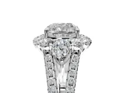 Halo Engagement Ring Setting for Cushion Cut Center with Two-Strand Split Shank and Prong Head in Sterling Silver