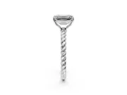 Solitaire Engagement Ring Setting for Emerald Cut Center with Plain Twisted Rope Band and Prong Head in Platinum