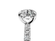 Solitaire Engagement Ring Setting for Round Cut Center with Shared-Prong Accents and Prong Head in White Gold