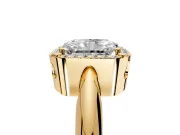 Halo Engagement Ring Setting for Radiant Cut Center with Tapered Plain Band and Prong Head in Yellow Gold