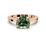 Solitaire Engagement Ring Setting for Fancy Green Heart-Shaped Center with Flat-Sided Plain Band and Prong Head in Rose Gold