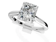 Solitaire Engagement Ring Setting for Radiant Cut Center with Narrow Cathedral Band and Prong Head in Sterling Silver