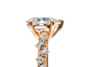 Solitaire Engagement Ring Setting for Pear-Shaped Center with Trailing Leaf Accent Band and Prong Head in Rose Gold