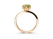 Solitaire Engagement Ring Setting for Fancy Yellow Heart-Shaped Center with Thin Rounded Plain Band and Prong Head in Rose Gold