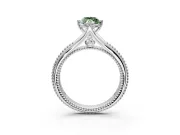 Solitaire Engagement Ring Setting for Fancy Green Marquise Center with Milgrain Cathedral Band and Prong Head in Sterling Silver