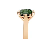 Solitaire Engagement Ring Setting for Fancy Green Cushion Cut Center with Tapered Shoulders and Prong Head in Rose Gold