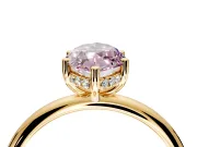 Hidden Halo Engagement Ring Setting for Fancy Pink Marquise Center with Thin Round-Wire Band and Prong Head in Yellow Gold