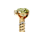 Rope Engagement Ring Setting for Fancy Yellow Heart-Shaped Center with Accent Shoulders and Prong Head in Yellow Gold