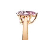 Solitaire Engagement Ring Setting for Fancy Pink Pear-Shaped Center with Open Cathedral Shoulders and Prong Head in Rose Gold