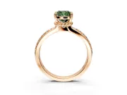 Solitaire Engagement Ring Setting for Fancy Green Cushion Cut Center with Raised Channel Band and Prong Head in Rose Gold
