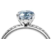 Solitaire Engagement Ring Setting for Fancy Blue Oval Center with Milgrain X Pattern Band and Prong Head in Sterling Silver