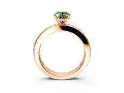 Solitaire Engagement Ring Setting for Fancy Green Oval Center with Channel-Set Accents and Prong Head in Rose Gold