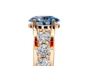 Solitaire Engagement Ring Setting for Fancy Blue Oval Center with Graduated Shared Prongs and Prong Head in Rose Gold