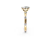 Solitaire Engagement Ring Setting for Oval Center with Bezel Station Band and Prong Head in Yellow Gold