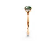 Hidden Halo Engagement Ring Setting for Fancy Green Cushion Cut Center with Thin Rounded Band and Prong Head in Rose Gold