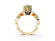 Halo Engagement Ring Setting for Fancy Yellow Heart-Shaped Center with Pave Infinity Twist Band and Prong Head in Yellow Gold