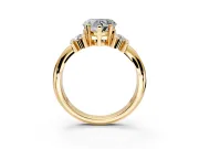 Solitaire Engagement Ring Setting for Heart-Shaped Center with Grooved Bar Accent Band and Prong Head in Yellow Gold