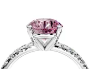 Solitaire Engagement Ring Setting for Fancy Pink Round Cut Center with Large Accents and Prong Head in Sterling Silver