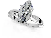 Solitaire Engagement Ring Setting for Marquise Center with Carved Leaf Shoulders and Prong Head in Sterling Silver