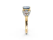 Leaf Cluster Engagement Ring Setting for Fancy Blue Princess Cut Center with Marquise Accents and Prong Head in Yellow Gold