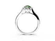 Halo Engagement Ring Setting for Fancy Green Pear-Shaped Center with Pave Accents, Heart Basket and Prong Head in Platinum
