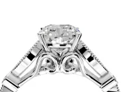 Solitaire Engagement Ring Setting for Cushion Cut Center with Marquise and Bezel Accents and Prong Head in Sterling Silver