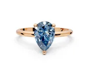Minimalist Solitaire Engagement Ring Setting for Fancy Blue Pear-Shaped Center with Thin Band and Prong Head in Rose Gold