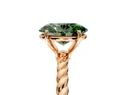 Solitaire Engagement Ring Setting for Fancy Green Oval Center with Plain Twisted Rope Band and Prong Head in Rose Gold