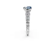 Solitaire Engagement Ring Setting for Fancy Blue Heart-Shaped Center with Pave Cathedral Shoulders and Prong Head in Sterling Silver