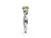 Solitaire Engagement Ring Setting for Fancy Yellow Cushion Cut Center with Half-Pave Crossover Band and Prong Head in Sterling Silver