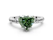 Rope Engagement Ring Setting for Fancy Green Heart-Shaped Center with Accent Shoulders and Prong Head in Platinum