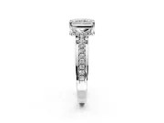 Solitaire Engagement Ring Setting for Radiant Cut Center with Raised Channel Band and Prong Head in Sterling Silver