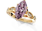 Solitaire Engagement Ring Setting for Fancy Pink Marquise Center with Marquise and Bezel Accents and Prong Head in Yellow Gold