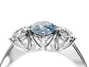 3 Stone Engagement Ring Setting for Fancy Blue Marquise Center with Raised Basket Heads and Prong Head in Platinum