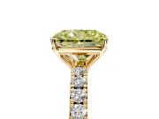 Solitaire Engagement Ring Setting for Fancy Yellow Radiant Cut Center with Large Accent Band and Prong Head in Yellow Gold
