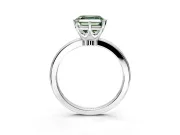Solitaire Engagement Ring Setting for Fancy Green Asscher Cut Center with Plain Band and Tulip Prong Head in Sterling Silver