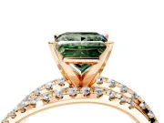 Solitaire Engagement Ring Setting for Fancy Green Princess Cut Center with Woven 3-Strand Pave Band and Prong Head in Rose Gold