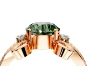 Solitaire Engagement Ring Setting for Fancy Green Round Cut Center with Twisted Band and Scroll Prong Head in Rose Gold