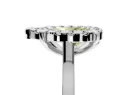 Single Halo Engagement Ring Setting for Fancy Yellow Pear-Shaped Center with Corner Claws, Plain Band and Prong Head in White Gold