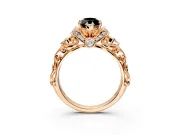 Solitaire Engagement Ring Setting for Fancy Black Marquise Center with Filigree Band and Prong Head in Rose Gold